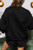 'First COFFEE' Sequin Long Sleeve Top and Shorts Set - Celes Fashion